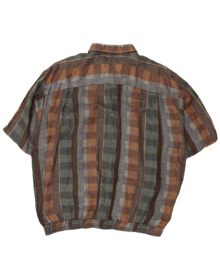Cămașă vintage pentru bărbați cu mânecă scurtă, XL, în carouri multicolore