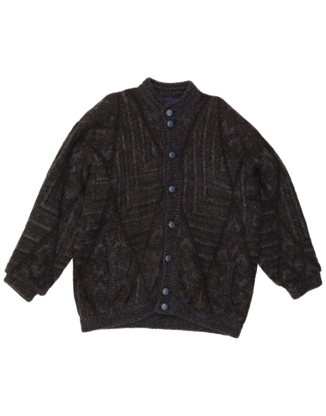 Cardigan Vintage pentru bărbați, mare, negru, geometric