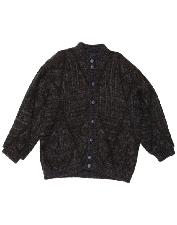 Cardigan Vintage pentru bărbați, mare, negru, geometric
