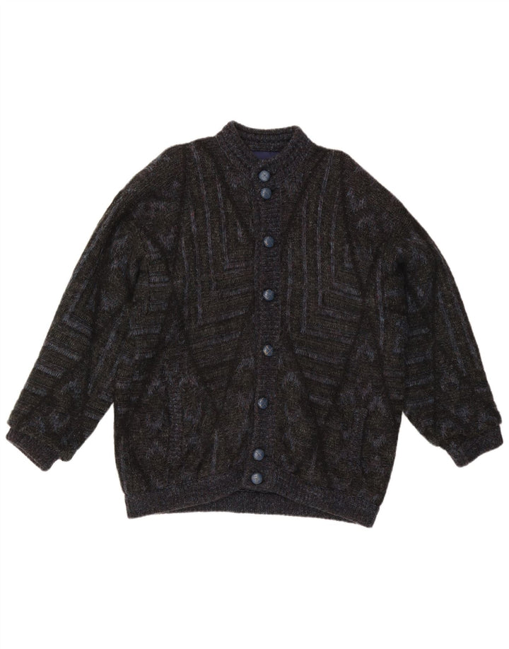 Cardigan Vintage pentru bărbați, mare, negru, geometric