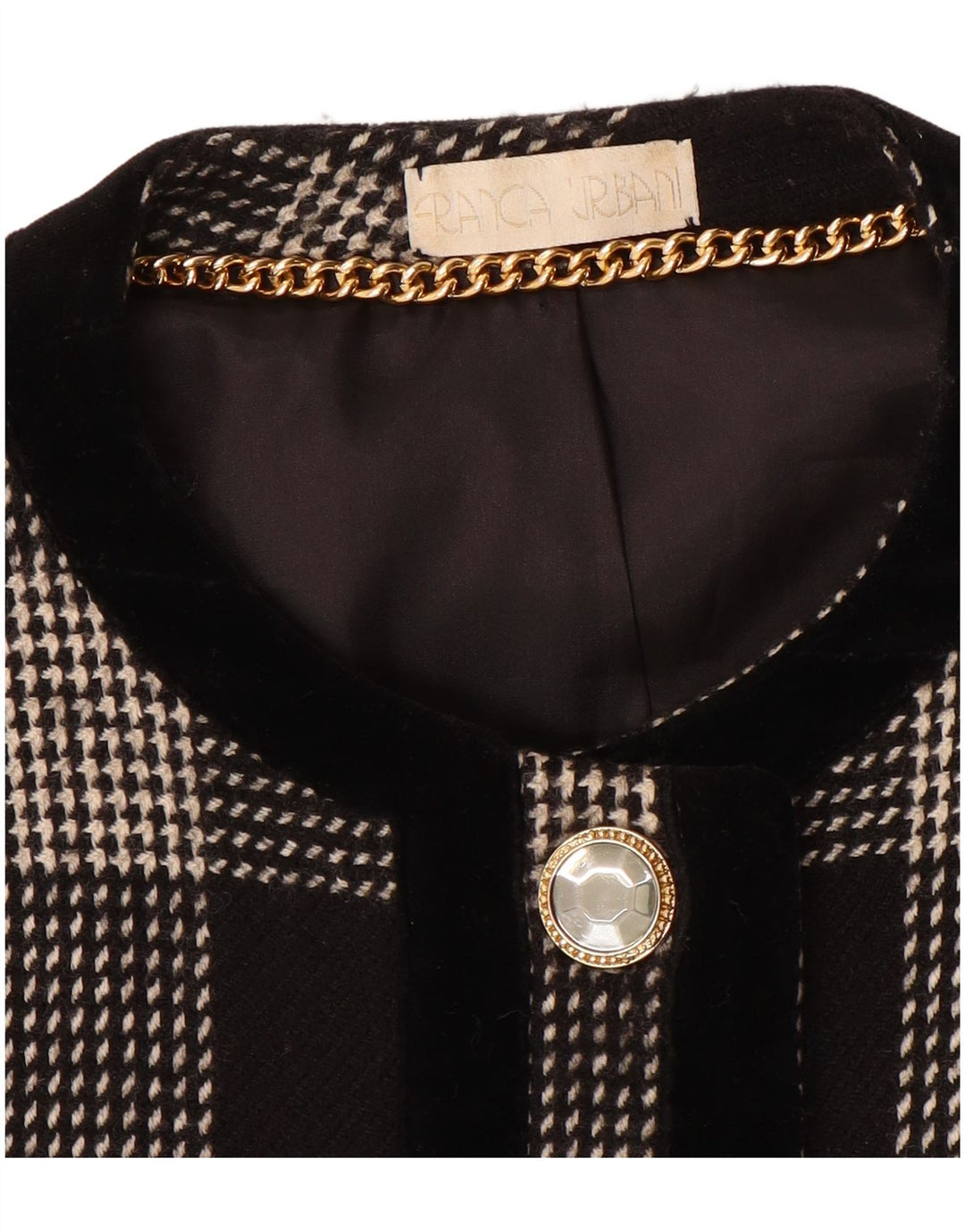 Jachetă vintage pentru femei cu 5 nasturi, UK 14, picior de găin mediu negru