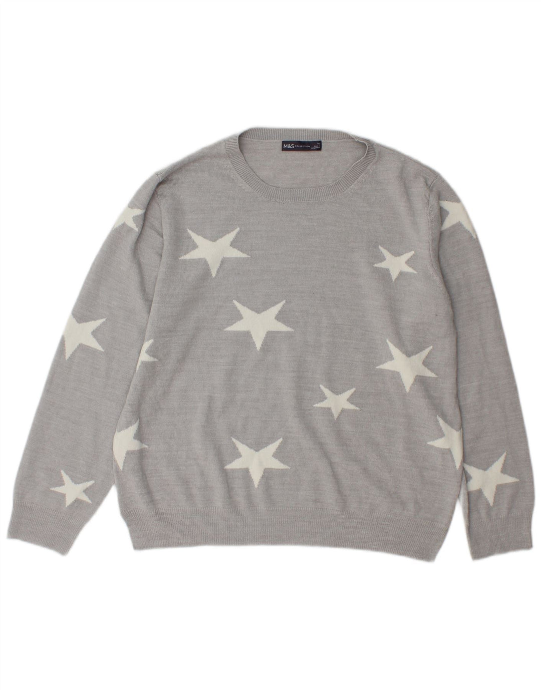 Pulover pentru femei Marks & Spencer cu decolteu triplu UK 16 mare, gri