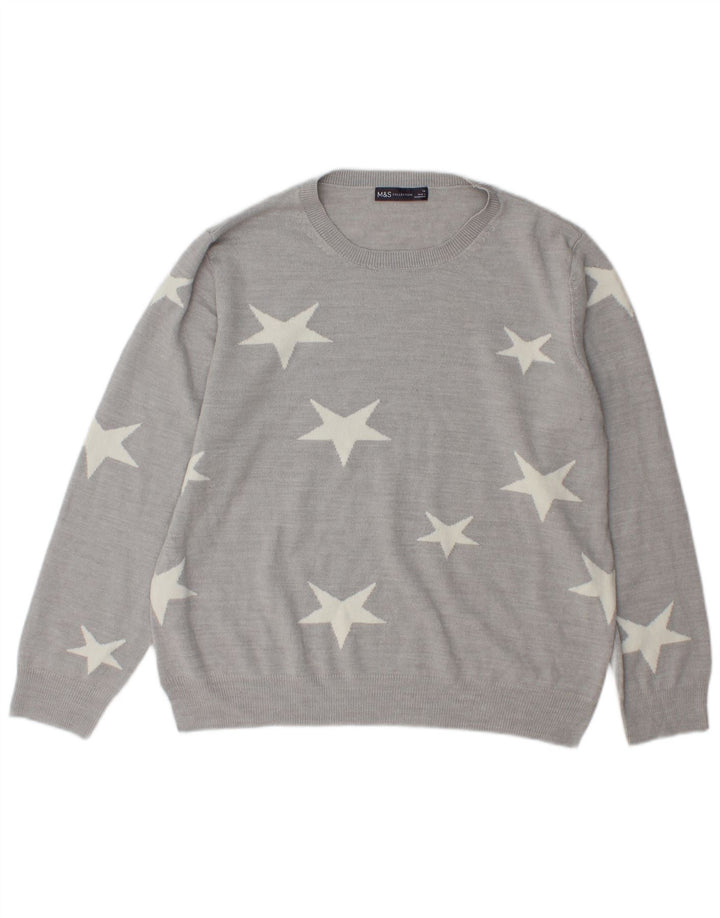 Pulover pentru femei Marks & Spencer cu decolteu triplu UK 16 mare, gri