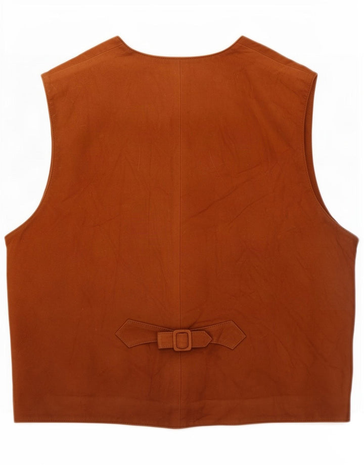Vestă vintage bărbați din piele intoarsa XL maro