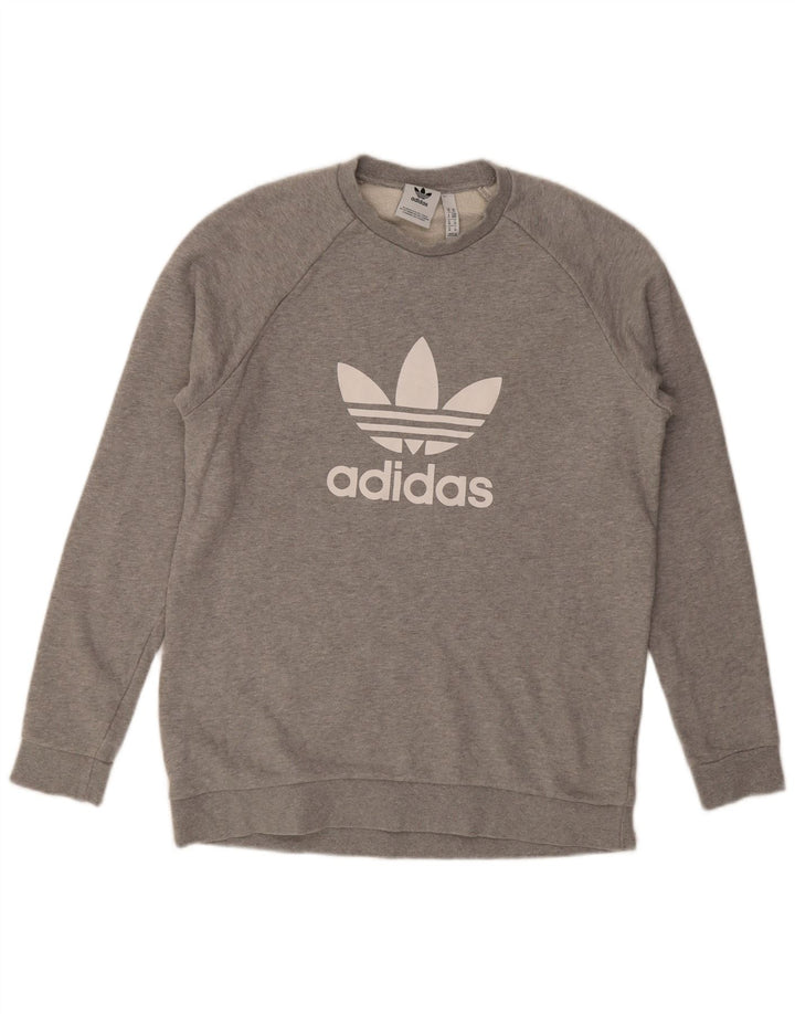 Hanorac grafic pentru bărbați Adidas Jumper, bumbac, gri mediu