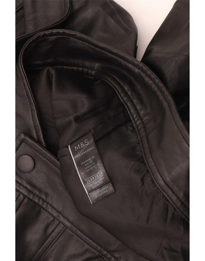 Geacă bomber din piele artificială pentru femei Marks & Spencer UK 12 Medium Black