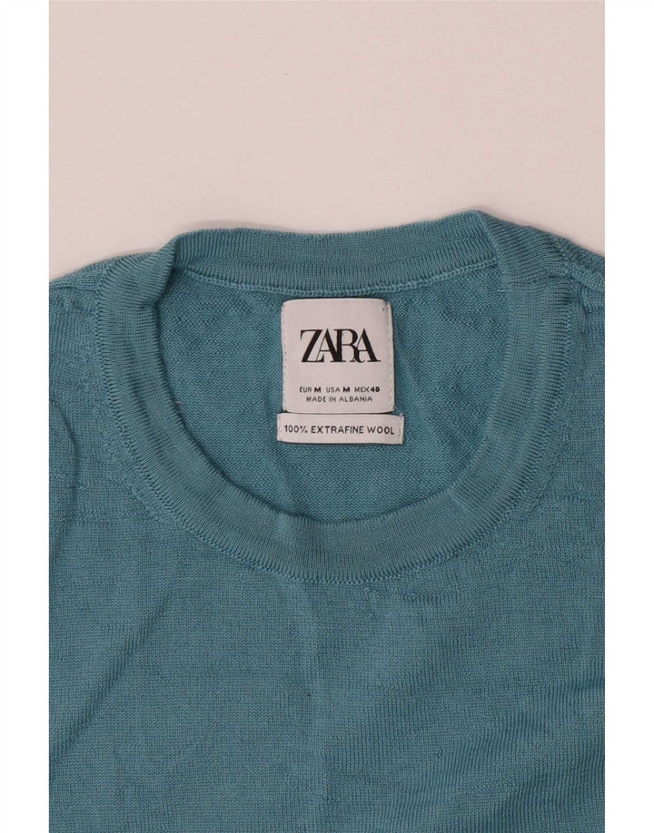 Pulover pentru bărbați Zara, cu decolteu, albastru mediu