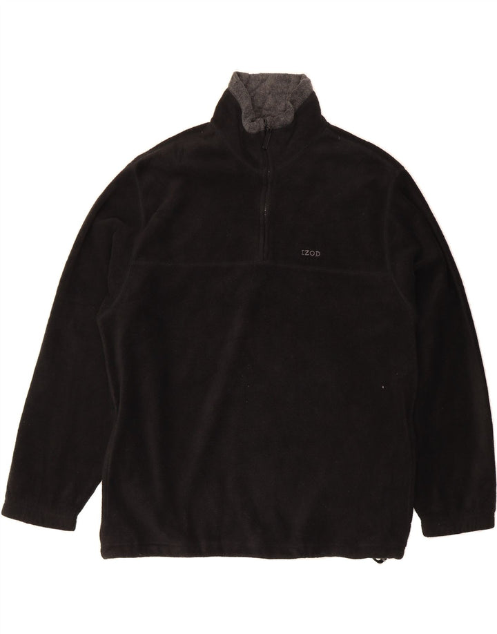 IZOD Mens Zip Neck Fleece Jumper Large Black Polyester Vintage Izod and Second-Hand Izod from Messina Hembry 