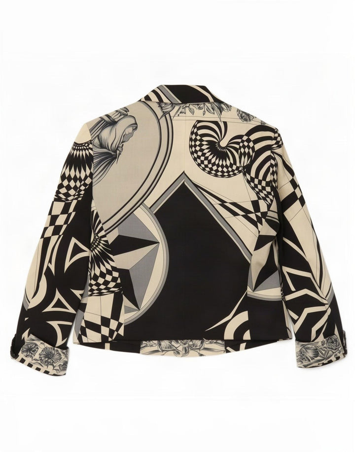 Versus By Gianni Versace Jachetă Blazer Femei Grafică EU 44 Mare Bej Des