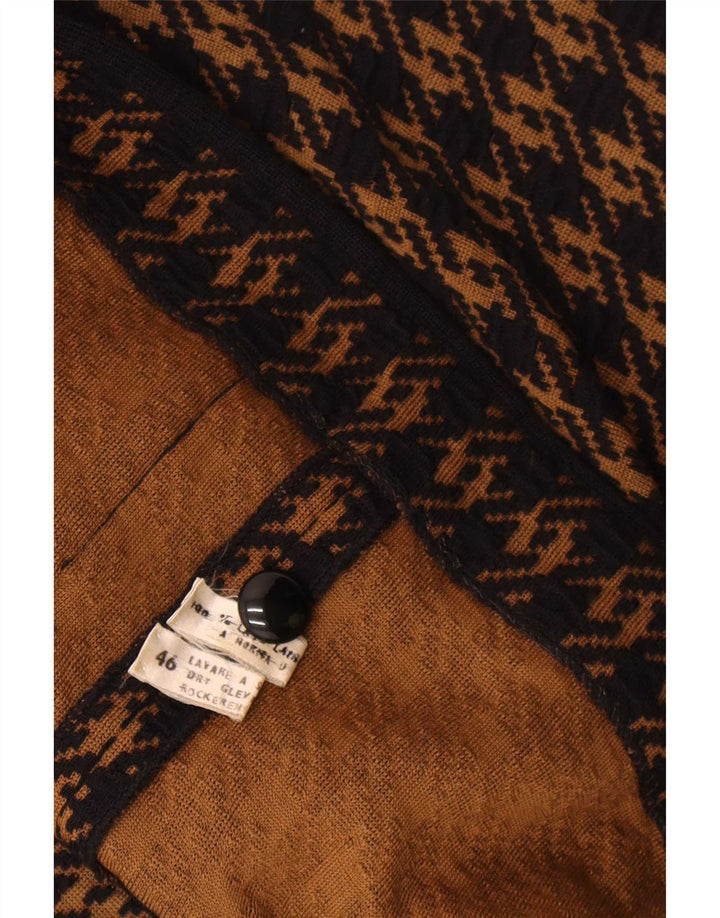 Pulover Cardigan Vintage pentru Damă IT 46 Lână Mare Maro Houndstooth