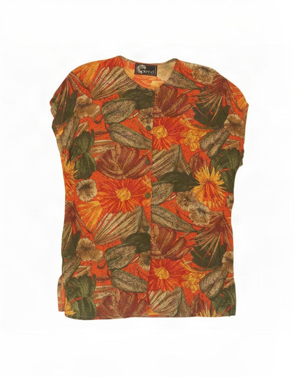Bluză cămașă fără mâneci pentru femei Caterina UK 18 XL portocaliu floral