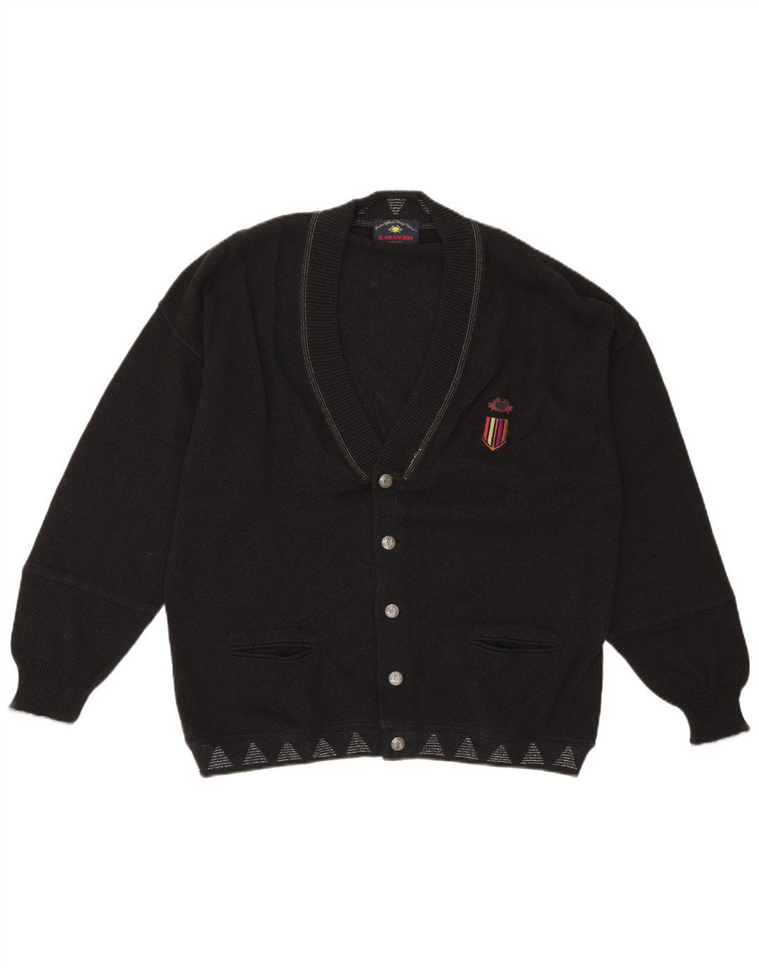 Pulover cardigan bărbați Il Granchio XL negru geometric