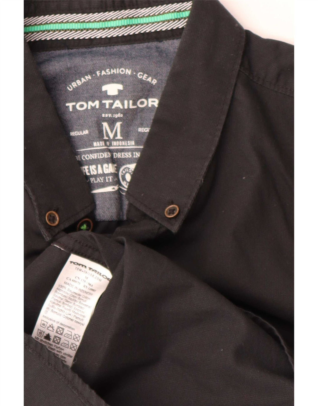 Camasă pentru bărbați Tom Tailor Regular Fit Bumbac mediu negru