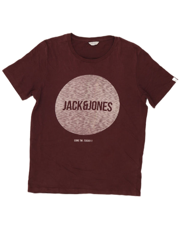 JACK & JONES Tricou grafic pentru bărbați Top mic din bumbac burgundă