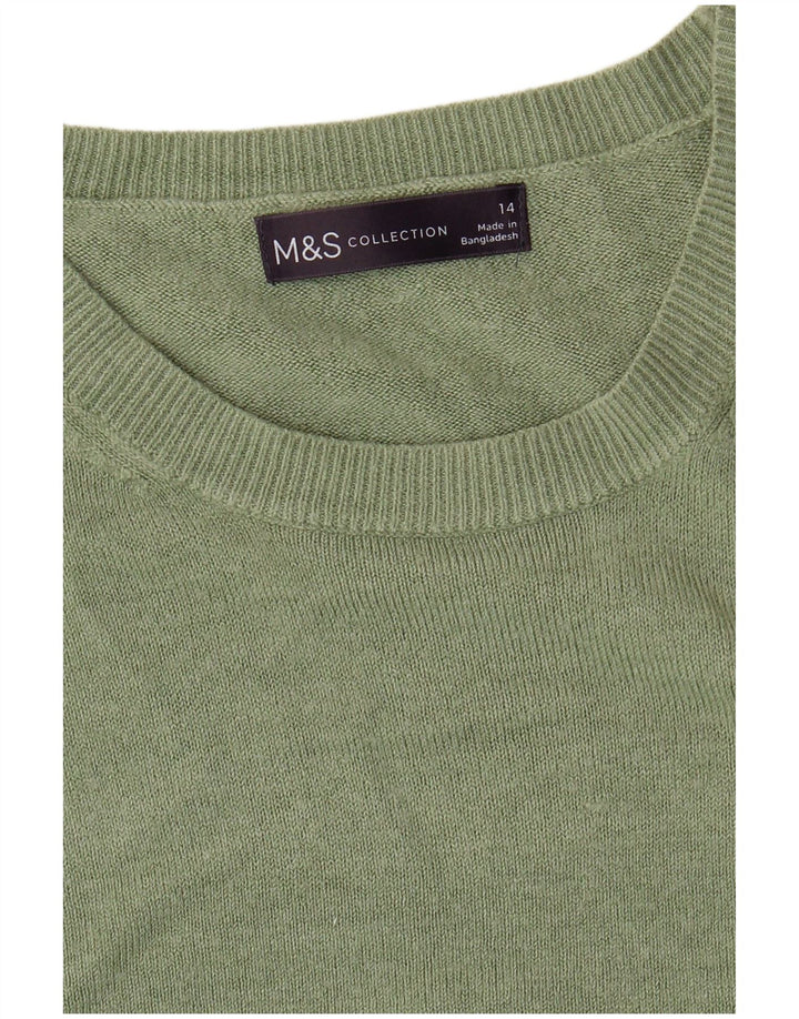 Pulover pentru femei Marks & Spencer cu gât de barcă, UK 14, verde mediu