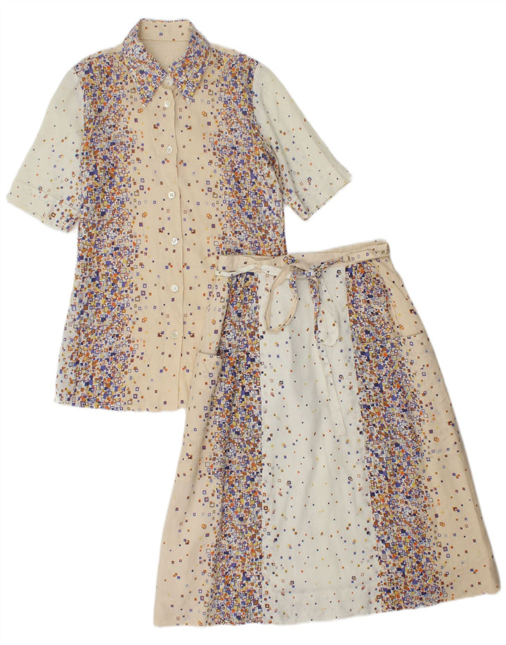 Set fuste 2 piese PANCALDI & B pentru femei UK 4 XS W24 bumbac geometric bej