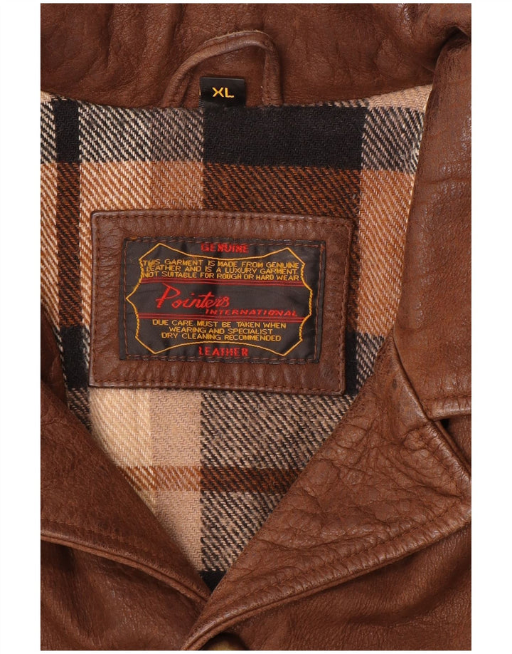 Jachetă de piele vintage pentru bărbați UK 42 XL din piele maro