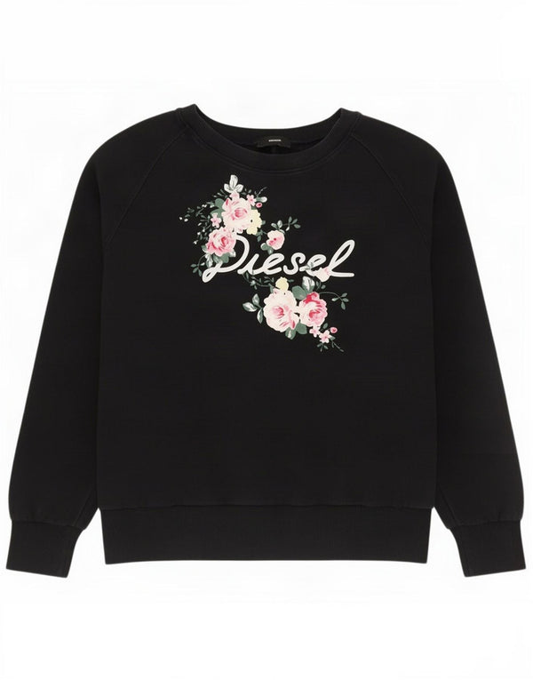 Pulover supradimensionat cu grafic pentru femei Diesel UK 16 Bumbac negru mare