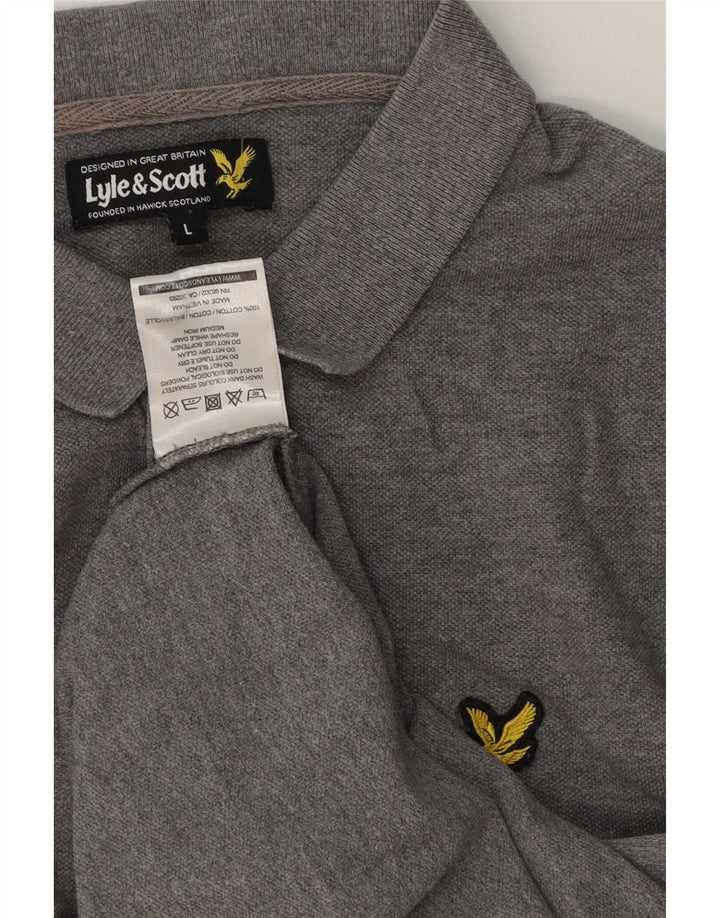 Tricou polo pentru bărbați Lyle & Scott, bumbac gri mare