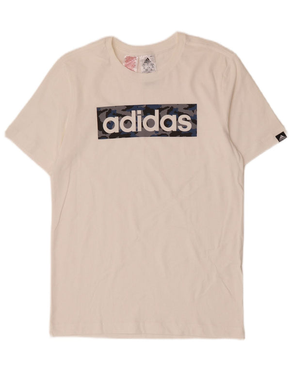 Tricou grafic Adidas pentru baieti Top 13-14 ani bumbac alb