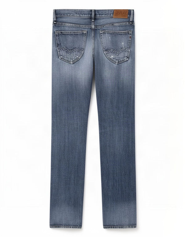 Replay Blugi Distressed drepte pentru bărbați Rood Mod W34 L36 Albastru