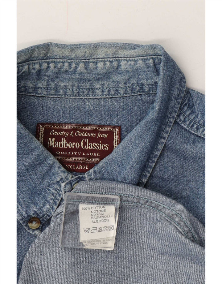 Cămașă din blugi pentru bărbați Marlboro Classics, bumbac albastru 2XL