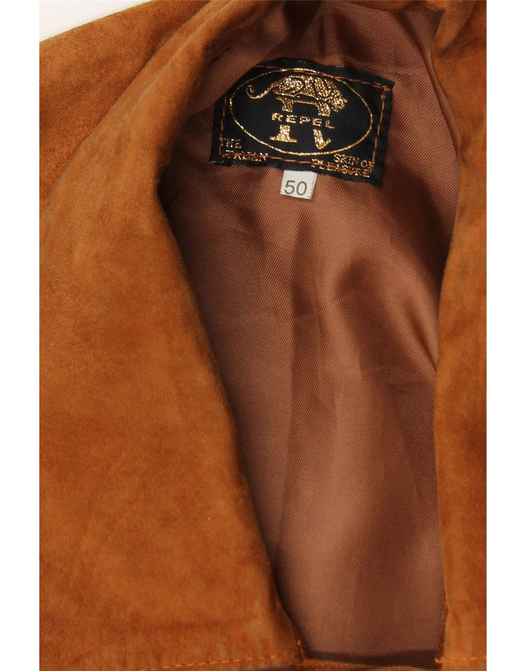 Jachetă de piele intoarsă pentru bărbați VINTAGE IT 50 mare maro din piele