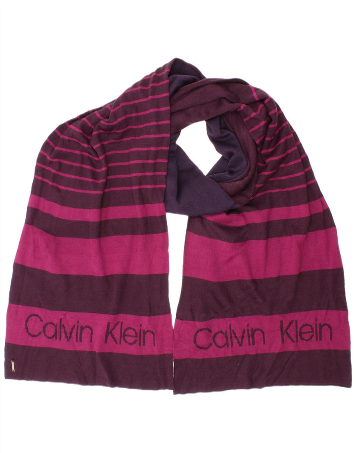 Eșarfă dreptunghiulară pentru femei Calvin Klein, mărime unică, mov cu dungi acrilice