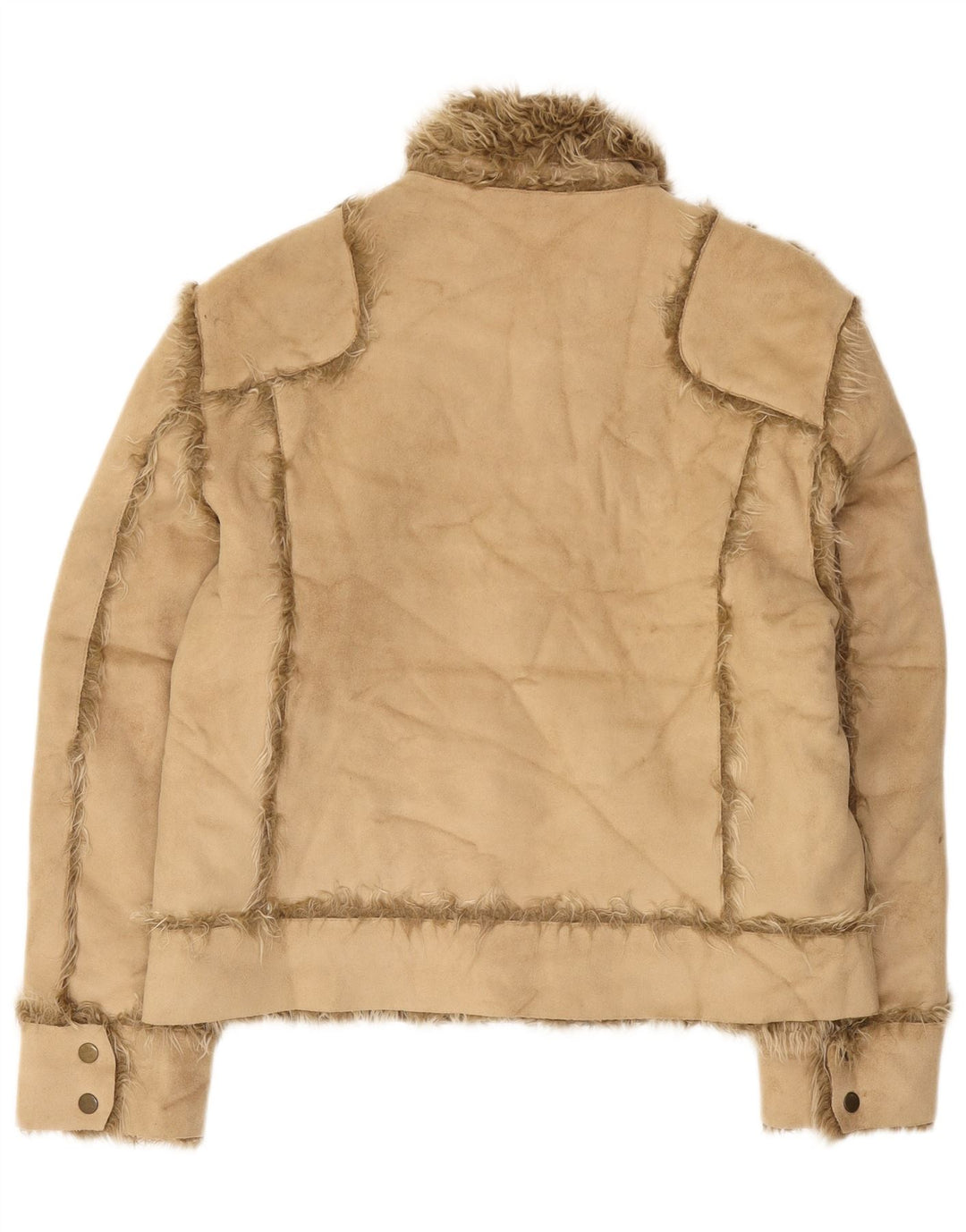 Jachetă Sherpa pentru femei Zara UK 16, mare, bej, acrilic