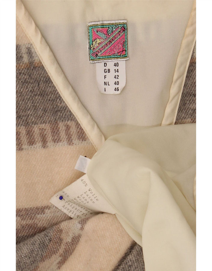 Gilet Vintage pentru Femei Mărimea 14 UK Mare Bej Geometric Lână