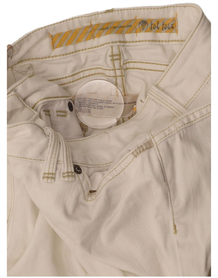 FAT FACE Blugi drepti pentru femei cu talie joasă UK 12 Medium L32 L31 Alb