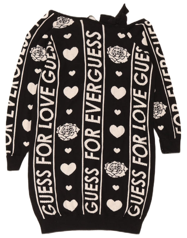 Rochie pentru fete Guess, cu mânecă lungă, pe un umăr, 15-16 ani, bumbac negru