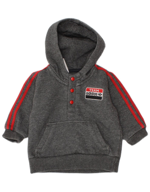 Adidas Baby Boys Pulover cu glugă cu buton și gât, 3-6 luni, gri pete