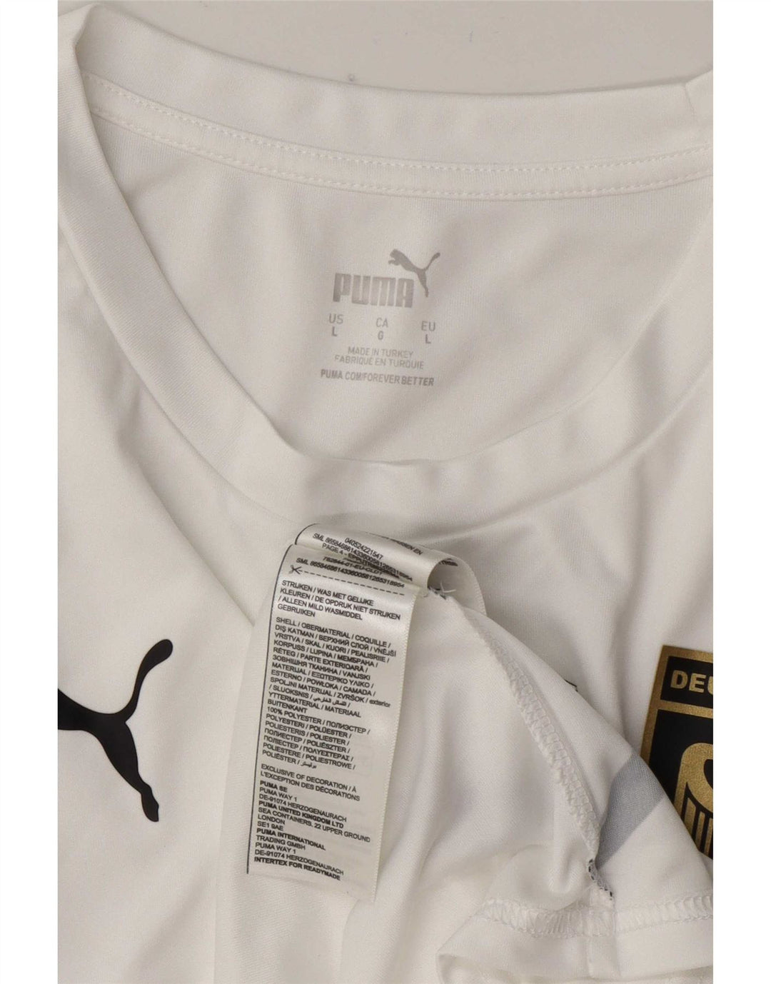 Tricou grafic Puma Deutshland pentru bărbați Top mare din poliester alb