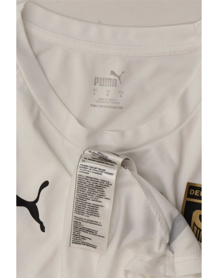 Tricou grafic Puma Deutshland pentru bărbați Top mare din poliester alb