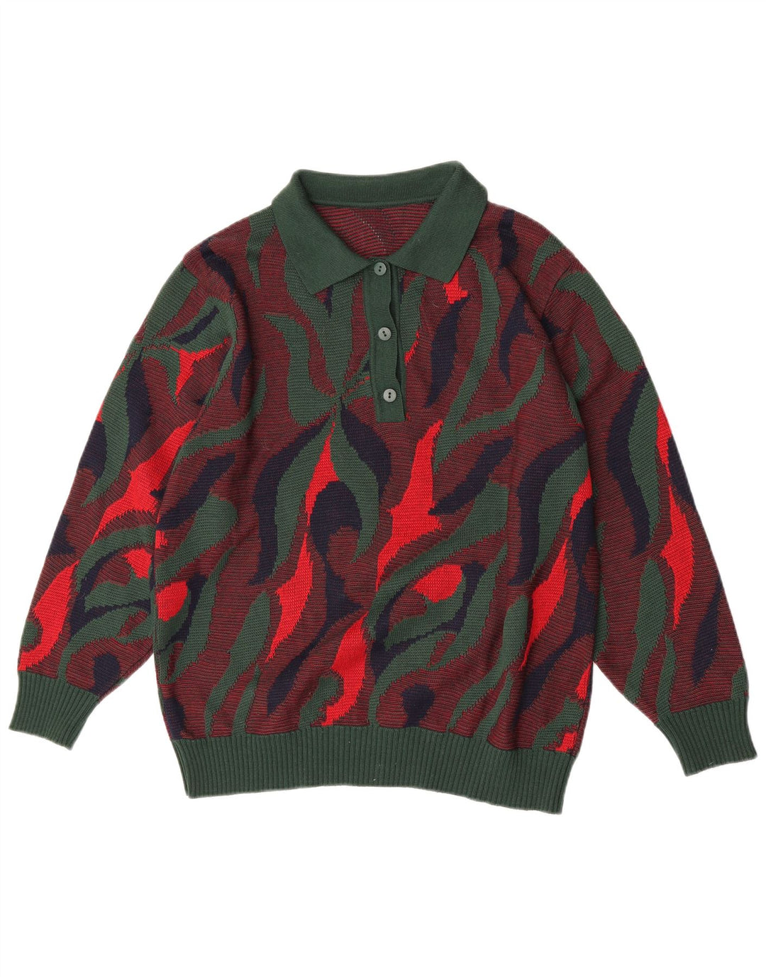 Pulover vintage pentru femei cu gât polo IT 46 mare multicolor