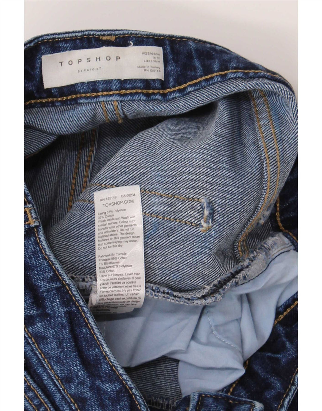 Blugi drepti pentru femei Topshop L25 L26 Bumbac albastru