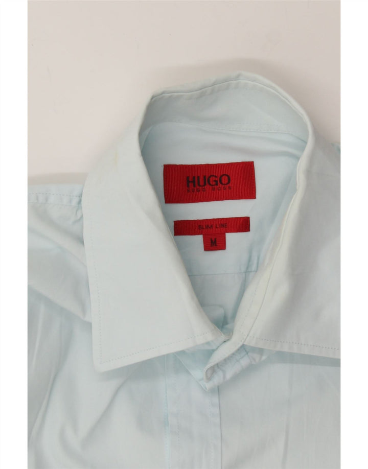 HUGO BOSS Mens Slim Shirt Medium Blue Cotton Vintage Hugo Boss and Second-Hand Hugo Boss from Messina Hembry 