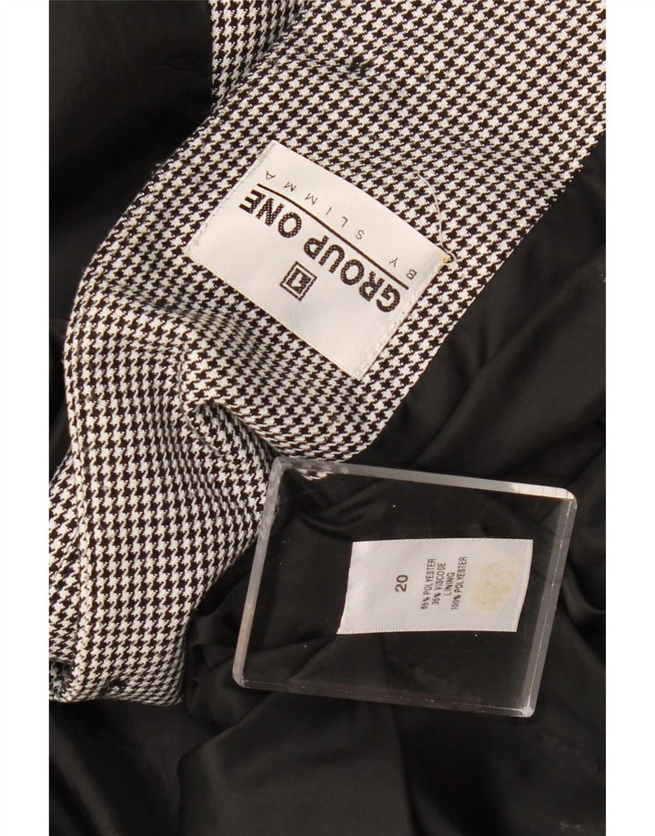 Jachetă Bomber Vintage pentru femei UK 20 2XL Poliester cu picior de găin negru