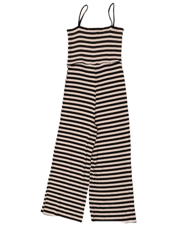 Salopetă fără mâneci Topshop pentru femei UK 10 Small Black Striped Viscose