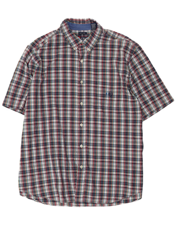 Chaps Mens Easy Care Short Sleeve Shirt 2XL Multicoloured Check Cotton