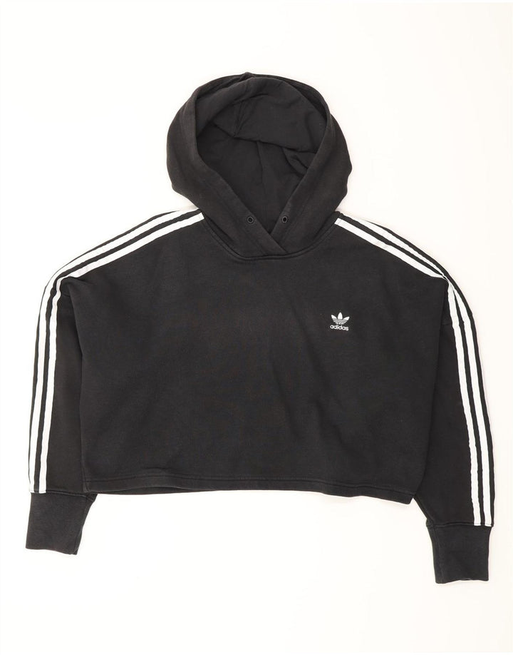 Jumper ADIDAS pentru femei, supradimensionat, cu glugă, UK 8, bumbac negru mic
