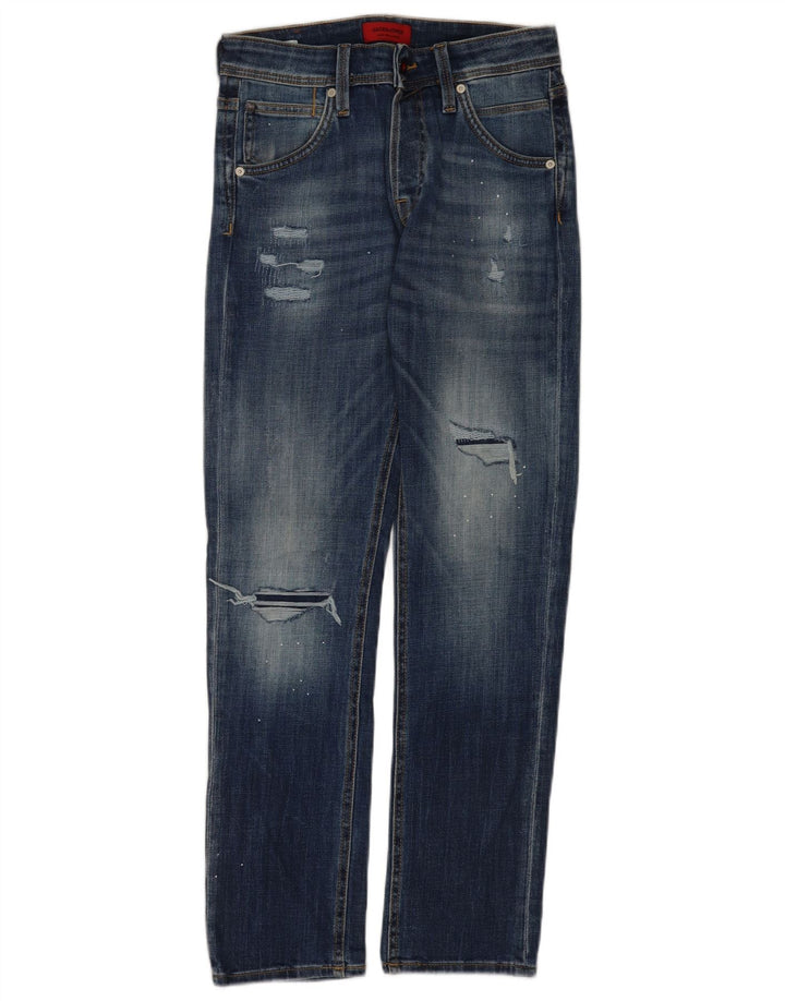 Blugi slim pentru bărbați Jack & Jones Distressed W28 L30 Bumbac albastru