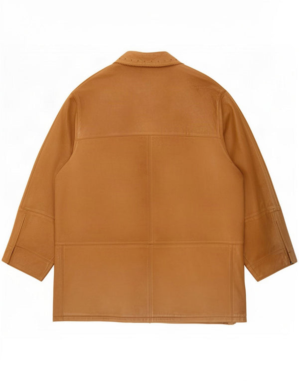 Pardesiu supradimensionat din piele intoarsa pentru femei Vintage IT 50 XL piele bej