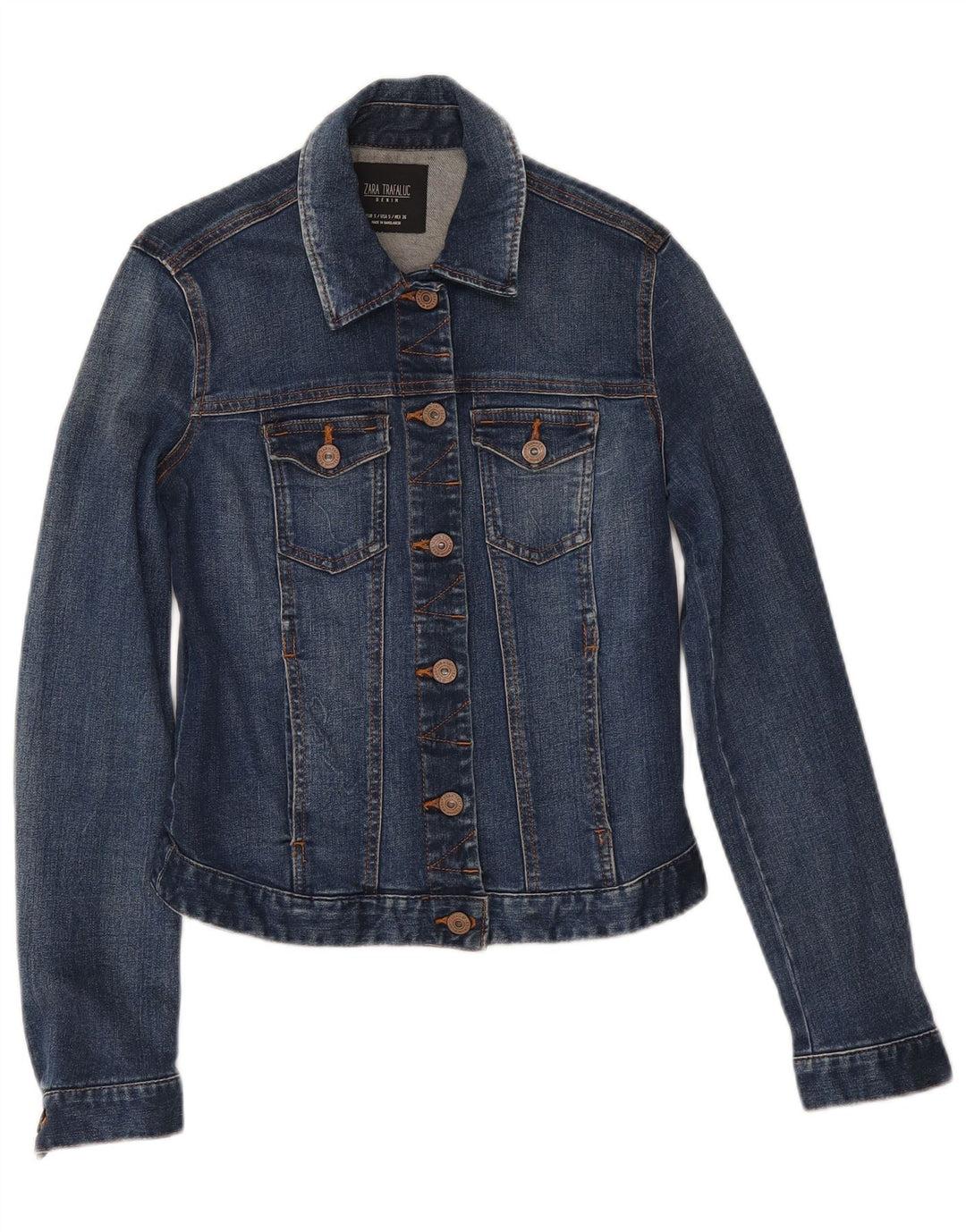 Jachetă de denim scurtă pentru femei Zara UK 10 mic, albastru, bumbac