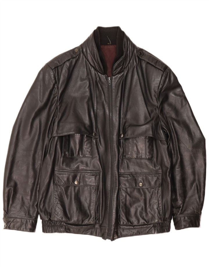 Jachetă militară din piele pentru bărbați SCHILD UK 40, mare, neagră