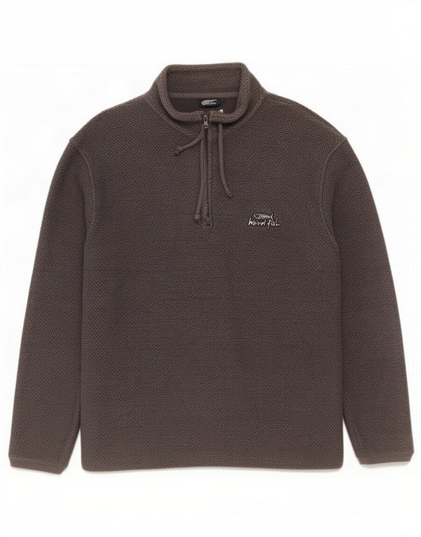 Weird Fish Mens Zip Neck Jumper Sweater Large Grey Cotton