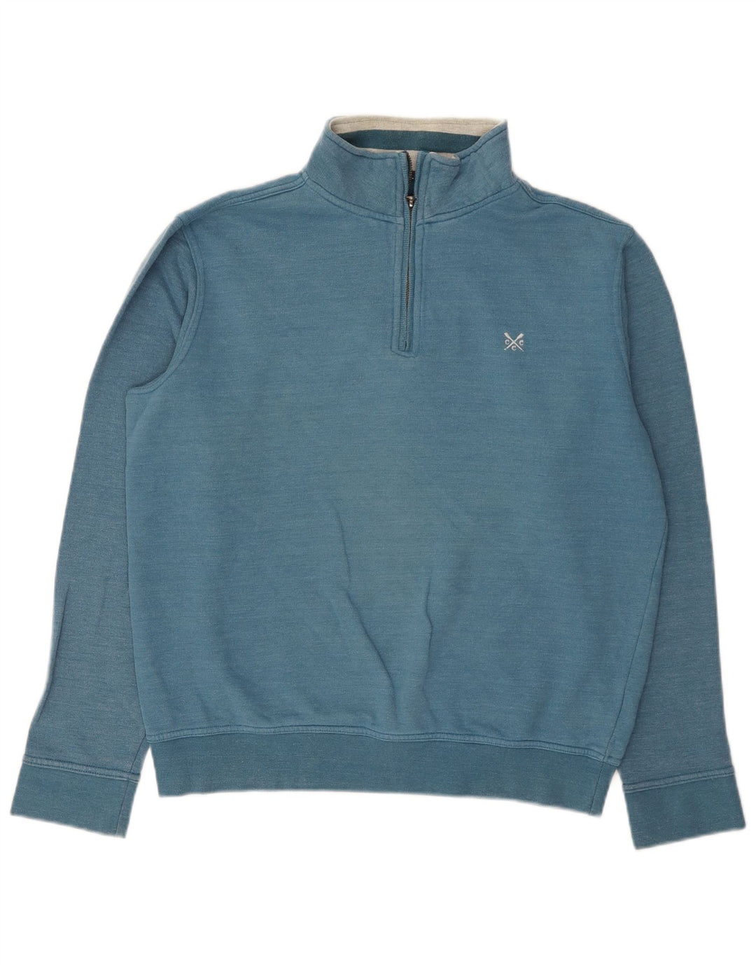 Crew Clothing Hanorac pentru bărbați cu fermoar și gât Pulover Bumbac albastru mediu