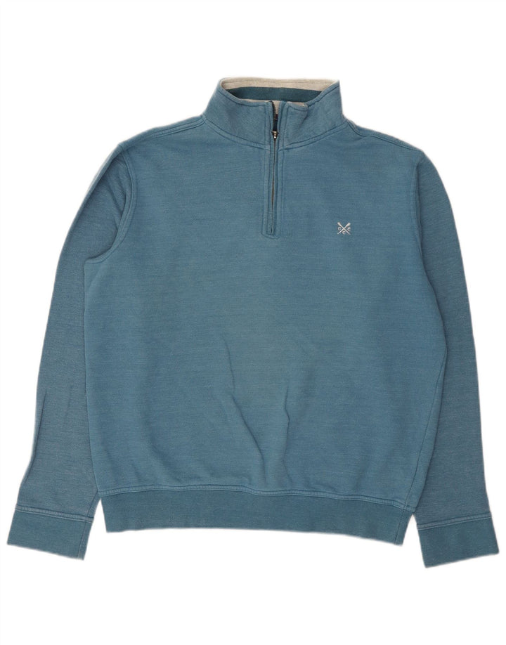 Crew Clothing Hanorac pentru bărbați cu fermoar și gât Pulover Bumbac albastru mediu
