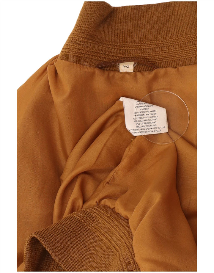 Jachetă Bomber Vintage din Piele Întoarsă pentru Bărbați IT 48 Maro Mediu